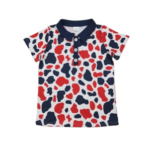 Polo à manches longues en coton et élasthanne respirant à imprimé camouflage pour enfants garçons, collection printemps-automne, 4 juillet - Product Image 1