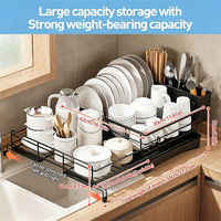 Égouttoir à vaisselle extensible en acier au carbone pour évier, égouttoir à vaisselle réglable, support de rangement de cuisine
