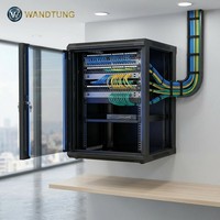 Kabinet Jaringan Dinding 600*600*450mm 6u 12u dengan Pintu Depan Kaca Tempered untuk Aplikasi Pusat Data