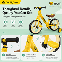 Vélo d'équilibre 2-en-1 Luddy Wholesale OEM B.Duck pour enfants, cadre en acier, vélo d'apprentissage pour tout-petits, pédales amovibles, roues en EVA, âge 3-6 ans