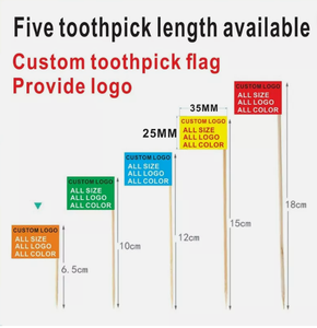 Banderas Desechables para Cócteles de Bambú Ecológicas, Personalizadas con Impresión Digital, Palillos Biodegradables para <span class=keywords><strong>Comida</strong></span>, Envueltos en Paraguas - Product Image 2