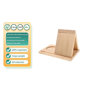 Support de téléphone pliable en bois de pin massif, poncé à la main, <span class=keywords><strong>avec</strong></span> rainure intégrée pour support de tasse et base de dessous de verre, pour usage quotidien sur bureau - Product Image 1