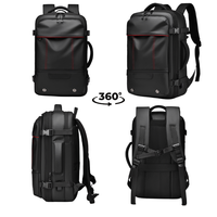 Sac à dos pour ordinateur portable de grande capacité, imperméable, avec logo personnalisé, 180 °   Sac à dos pour homme extensible à grande ouverture pour les voyages d'affaires