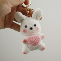 Nouveau porte-clés lapin tissé à la main, breloque lapin en fil mélangé crocheté, accessoire de sac super mignon, breloques à suspendre