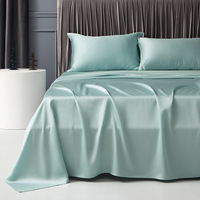 Ensemble de literie 4 pièces en fibre de bambou 100% naturelle, drap-housse respirant et doux pour la peau, drap plat, taie d'oreiller, ensemble de linge de lit