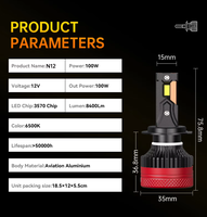 Ampoule de phare LED d'usine 200W 13600lm 3570 puces 6500K 12V, montage universel, IP67, lumières LED pour automobile