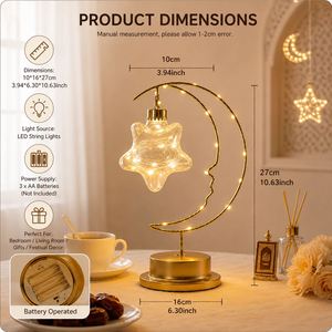 <b>Battery</b> <b>Operated</b> Crescent Moon Led Table Hanging Globe Light Ramadan Eid Home Bedroom Holiday Decorative <b>Lamp</b> - Product Image 2