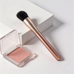 <span class=keywords><strong>Pinceau</strong></span> à blush professionnel en poils de chèvre noirs teints, manche incliné moulé par injection en or rose mat, pour le visage et les joues, vente en gros - Product Image 4