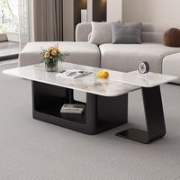 Table basse rectangulaire moderne de luxe avec structure métallique portable et design minimaliste pour petit salon, mobilier de maison