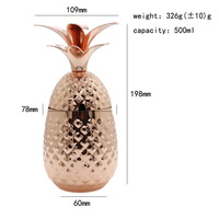 Gobelet isotherme en acier inoxydable, tasse à cocktail ananas en cuivre, chopes à bière avec couvercle et paille, tasses à cocktail ananas