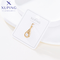 Pendentif Breloque Goutte d'Eau Gravé Vintage Plaqué Or avec Zircon Unique XUPING Bijoux 5915