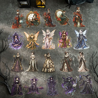 Lot de 10 autocollants à thème de personnages en PET : designs de style européen sur le thème sombre