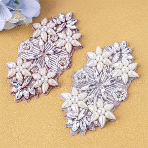 Rhinestones Crystal Dress Accessories Applique silver Motif Crystals for wedding dress belts