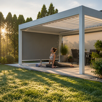 Pergola à lames orientables électriques sur mesure, structure en aluminium 6063, capteur de pluie, fermeture automatique, pour terrasse arrière-cour, écologique, exportation naturelle