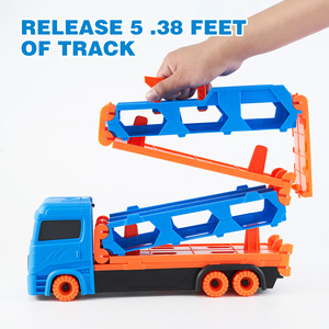 Camion de transport pliable, jouet, porte-voitures en métal moulé sous pression avec piste de course, véhicule transformable 3 en 1 pour enfants - Product Image 2