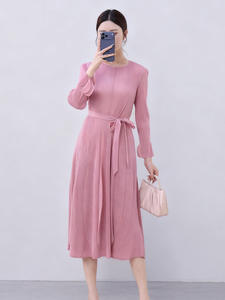 Nuevo <span class=keywords><strong>Vestido</strong></span> Midi Casual de Primavera para Mujer, Diseño Plisado con Estampado de Lunares, Cintura Ajustada Natural, Estampado Dorado Brillante, Estilo <span class=keywords><strong>Issey</strong></span> <span class=keywords><strong>Miyake</strong></span> - Product Image 6