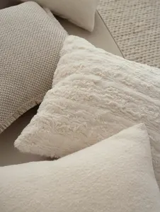 Funda De Almohada decorativa de poliéster Jacquard, funda de almohada de piel sintética de felpa de lujo moderna para la decoración del hogar de la sala de estar