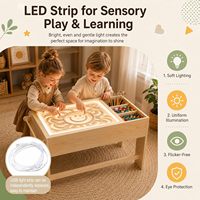 Table d'activités lumineuse 3-en-1 pour enfants avec lumière LED et rangement, table de jeu en bois pour tout-petits, bureau d'apprentissage précoce à domicile