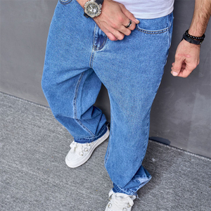 Wholesale High Quality Fashion Denim Jeans Pants <b>Light</b> Casual Vintage Straight Fit Custom Designer <b>Trouser</b> Baggy Wide Leg Men - Product Image 4