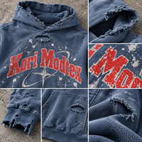 Sweat-shirt à capuche vintage pour homme, délavé, déchiré, surdimensionné, style streetwear, avec logo personnalisé