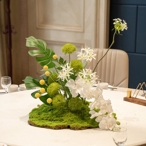 Arrangement floral artificiel sur base en mousse, centre de table rond, décoration florale en soie pour mariage, hôtel, table de salle à manger - Product Image 3