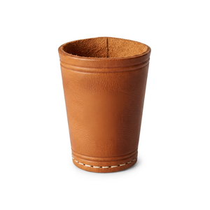 Dice Shaker- Custom Logo Pure Leather Dice Cup Embossed Round Game Cup for Board Games Party Gift Promotion - Product Image 1