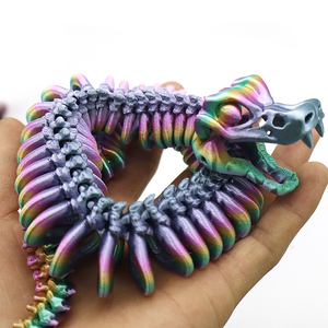 Animaux imprimés en 3D, squelette de serpent vipère, jouets de serpent imprimés en 3D, serpent articulé, animaux imprimés en 3D, modèles d'animaux, ornements - Product Image 3