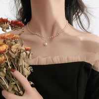 Colliers double couche pour femmes Fine Jewelry INS Elegant Pearl Pendant Necklace