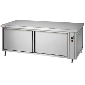 304 Stainless Steel Restaurant Commercial Kitchen Bench Cabinet With Sliding Door/Catering Kitchen SS Warming Dish Table Cabinet