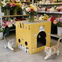 Maison pour chat en carton ondulé surdimensionnée, motif de dessin animé, grande maison en carton, maison pour plusieurs chats, lit de jeu pour chat