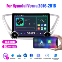 11.8 pouces 2Din Android autoradio pour Hyundai Verna 2016 2017 2018 2K QLED écran voiture stéréo lecteur DVD Carplay Android Auto