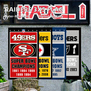 Gran Oferta personalizada 100D poliéster 3x5ft Raiders <span class=keywords><strong>para</strong></span> Oakland Raiders Championship Flag Banners asta de bandera de aluminio de alta calidad - Product Image 2