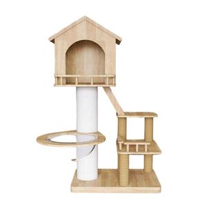 Promotion : Arbre à chat en bois massif avec capsule spatiale et griffoir en jute non toxique – Vente directe usine - Product Image 1