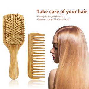 Conjunto de peine para cuero cabelludo con cojín de <span class=keywords><strong>bambú</strong></span> Natural, cepillo para el pelo con logotipo personalizado, respetuoso con el medio ambiente, 3 unidades - Product Image 3