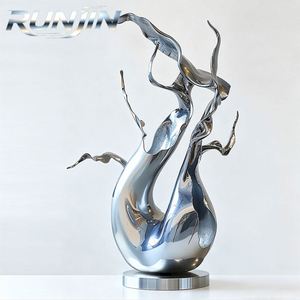 Escultura de Metal Artística en Acero Inoxidable Pulido Espejo, Diseño Abstracto de Rama Orgánica, Forma Líquida, para Vestíbulo de Hotel o Atrio, Fabricante Personalizado - Product Image 3