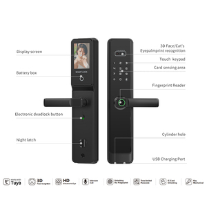 Keyless Tuya Wifi APP <strong>3D</strong> Face Palm Lock <strong>Fingerprint</strong> Password Card Front Door Gate Lock Screen Monitoring Smart Handle Lock - Product Image 6
