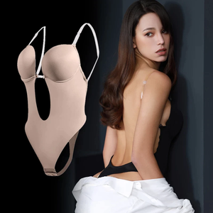 LANGQIN Women's Thin Shapewear Deep V-Neck Bodysuit with Strap Sexy Plunge Shaper Backless Bra Breathable Full Body Shaper - Product Image 6
