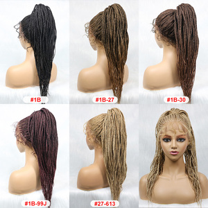 <span class=keywords><strong>Jennifer</strong></span> – perruque frontale tressée, cheveux humains, queue de cheval Afro, chaleur, sans colle - Product Image 2