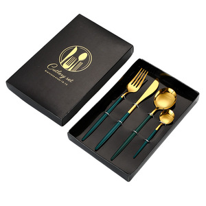 Noord-Europese Stijl Bestekset 4 Stuks Goud Roestvrij Staal Bestek Zilverwerk <span class=keywords><strong>Set</strong></span> Mes Vork Lepel <span class=keywords><strong>Set</strong></span> Voor Thuis - Product Image 6