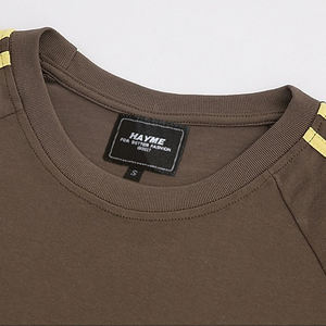 Venta al por mayor Heavyweight T-shirt 300Gsm T Shirt Brown Quality Plus Size Men's T-shirts - Product Image 3
