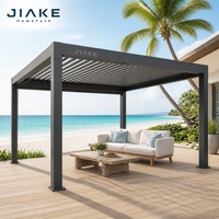 Pergola Jiake en aluminium pour extérieur avec toit à lames rétractables et couverture imperméable pour jardin, patio, pavillon, séjour