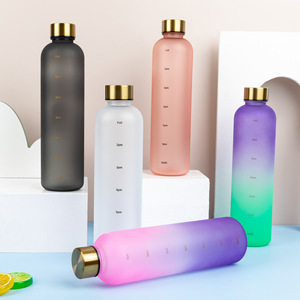 Offre Spéciale pour fille en plastique givré avec marqueur de temps 1000ml Portable Tritan bouteille d'eau de qualité alimentaire bouteille d'eau de sport - Product Image 1