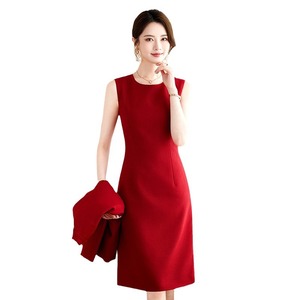 Women's Suit Set Red Wool <b>Blend</b> Long Sleeve Skirt Professional Commute Wear Anti-Wrinkle Formal Office Outfit - Product Image 5