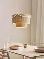 Lampe suspendue en corde de coton naturel personnalisée 2026, lampe de plafond en rotin, abat-jour tissé à la main, lampes décoratives