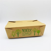 Boîte alimentaire pliable en papier kraft avec couvercle intégré, conteneur jetable pour pâtes, salades, restaurants et traiteurs