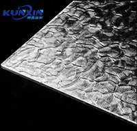 Panneaux muraux en plastique transparent moderne pour l'intérieur, feuille texturée en acrylique pour la décoration d'hôtel