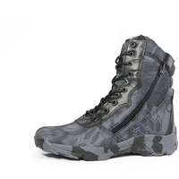 Bottes tactiques de camouflage pour la chasse, à lacets et fermeture éclair, doublure en maille respirante, semelle extérieure en caoutchouc, toutes saisons
