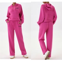 Ensemble de sport décontracté à capuche et pantalon large en maille, deux pièces, coupe ample, pour la course à pied