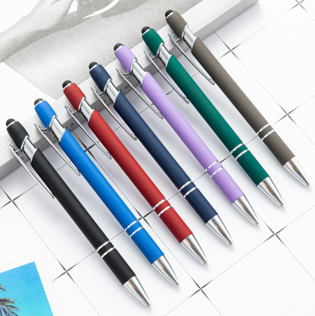 Aluminum Ballpoint Stylus Pen With Soft Rubber Touch Screens Metal Stylus Pens 2-in-1 Ballpoint  Metal Ballpoint Pen