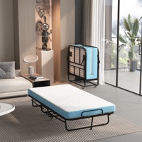 Lit pliant portable à la mode, lit simple réglable avec roues, lit pliable en métal pour chambre à coucher et bureau